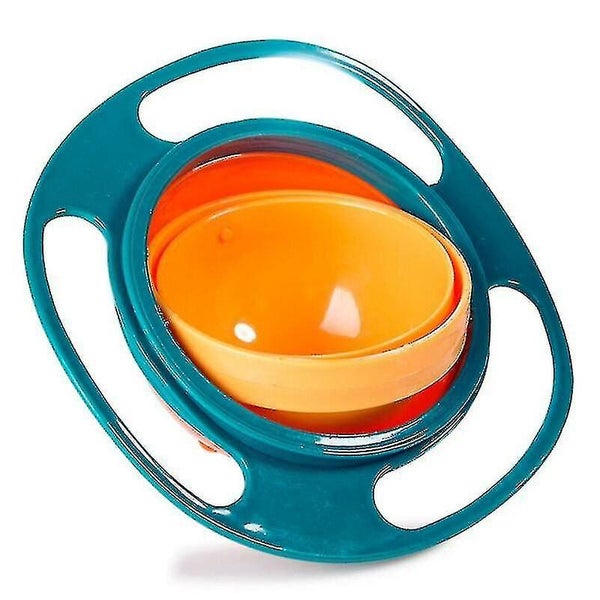 Hmwy-(green) Baby Feeding Bowl 360 Degree Rotating Gyro Toddler Spill-proof Bowl Carousel 1