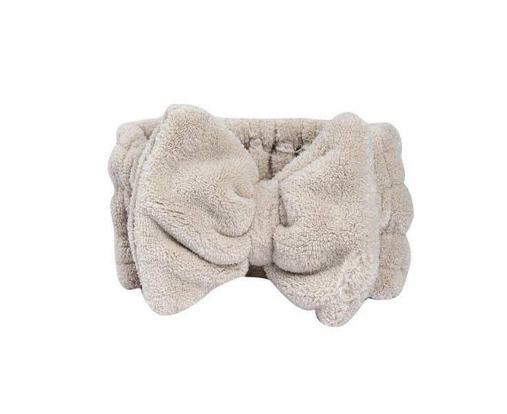 2Pcs Facial Headband for Bath Spa Makeup Bow Head Wrap Soft Head Cloth Gray Carousel 1