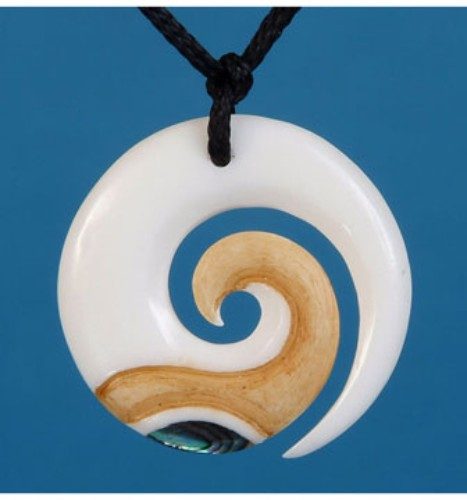 Pendant - Bone Koru Stained - Kiwiana Carousel 1
