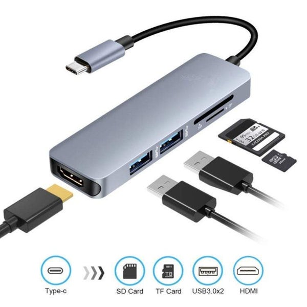 Type C Usbc Hdmi Adapter For Macbook 5 In 1 To Hub Sd Tf Card Reader And 2 3.0 P Carousel 1