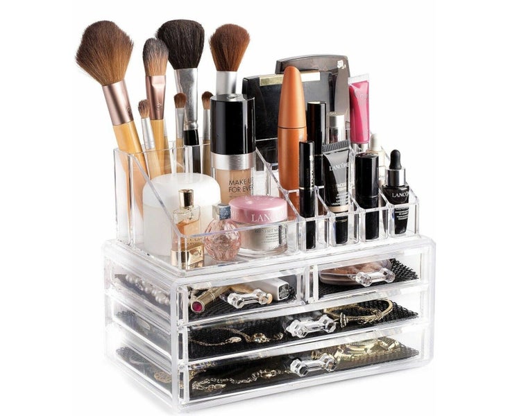 Acrylic Jewelry Cosmetic Organizer, Drawers 16 Compartments jewelry Box Carousel 1