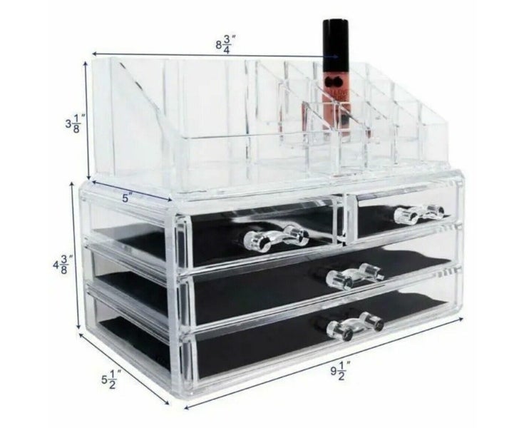 Acrylic Jewelry Cosmetic Organizer, Drawers 16 Compartments jewelry Box Carousel 2