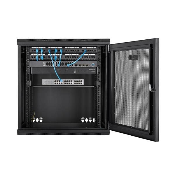 12U Wall-Mount Server Rack Cabinet - Hinged Enclosure - Up to 16 in. Deep Carousel 6