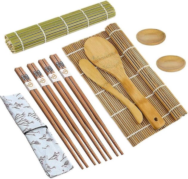 Sushi Making Kit 11 Pcs Heilwiy Bamboo Sushi Rolling Mat With Bag Includes 2 Rol Carousel 1