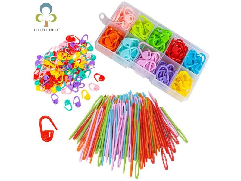 Hot Sell Mix Color Knitting Crochet Locking Needle Clip Markers Holder Tool And Carousel 2