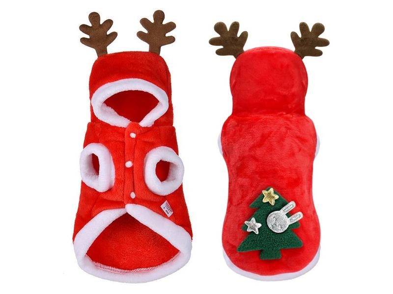 Pet Clothes Autumn Winter Flannel Warm Dog Cat Elk Costume Christmas/New Year Carousel 1