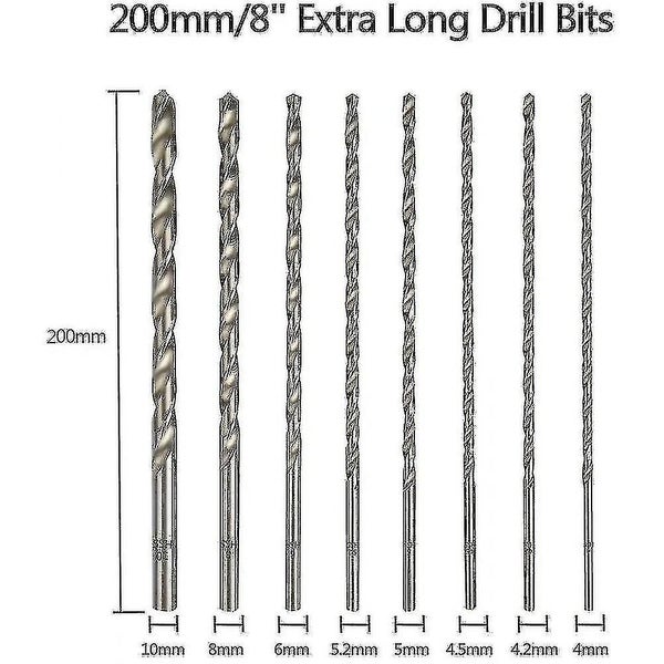 Extra Long 200mm 8 Piece Drills, Hss Drills, Straight Rod Diameter 4mm, 4.2mm Carousel 1