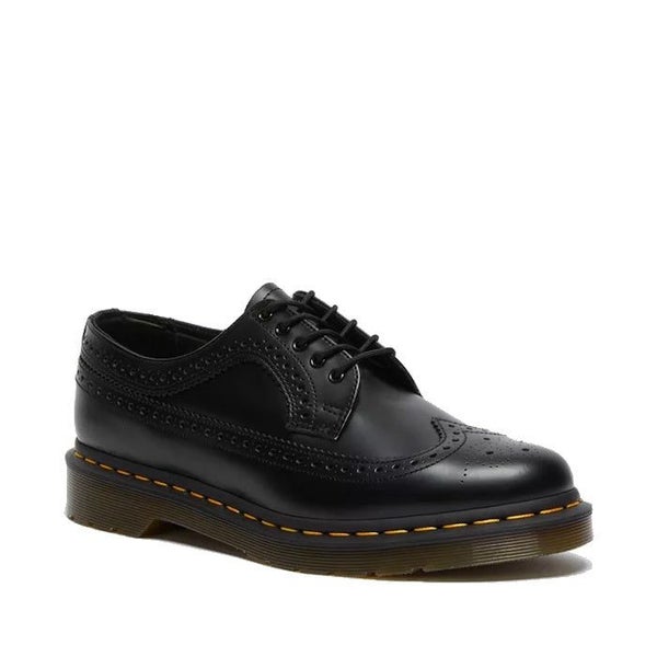 Dr Martens - 3989 Brogue Shoes Yellow Stitching Black Leather Wingtip Carousel 1