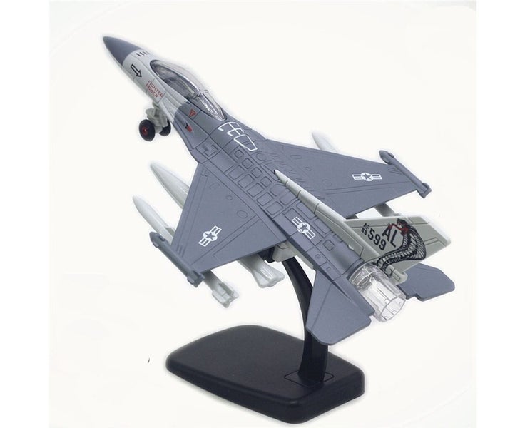 Alloy Plane Toy,Pull Back Sound Light Large F-16 Fighter Aircraft Model Col Carousel 1