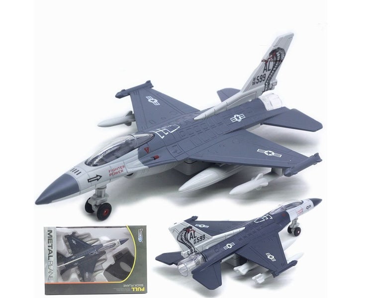 Alloy Plane Toy,Pull Back Sound Light Large F-16 Fighter Aircraft Model Col Carousel 3