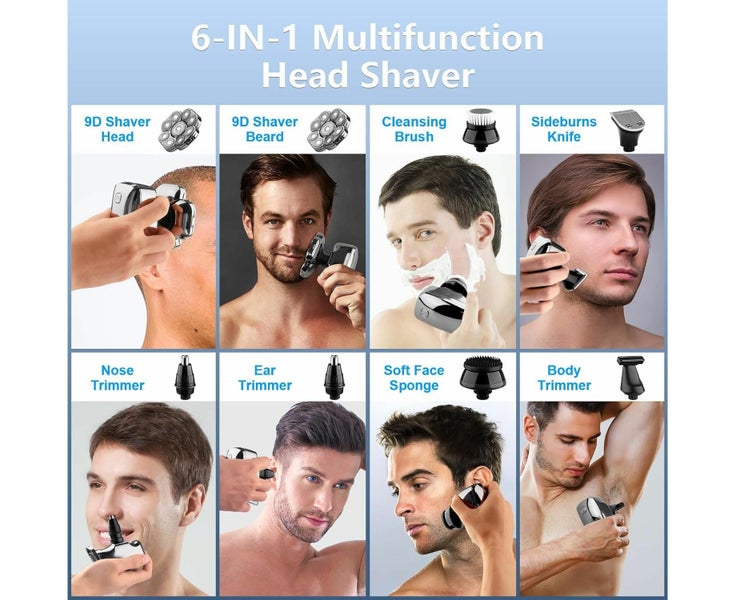 9D Electric Head Shaver for Bald Men, Waterproof Wet and Dry Detachable Hea Carousel 6