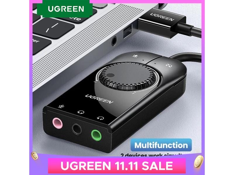 UGREEN USB 3.5mm Microphone Audio Adapter For Laptop PS5 4 Headset Carousel 2
