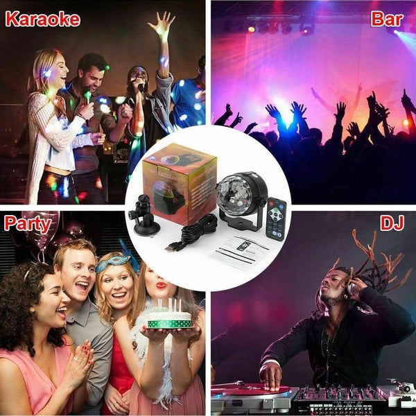 USB LED Disco Lights RGB Ball Party Strobe Effect Lamp Remote Sound Activated Carousel 9