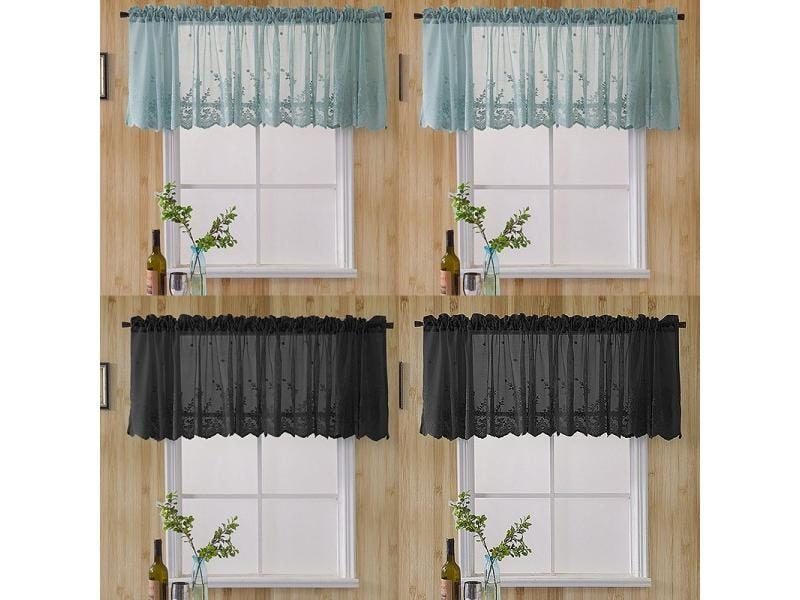 Modern Lace Window Curtain Tulle Valance For Kitchen Coffee Decorative Drapes Carousel 2