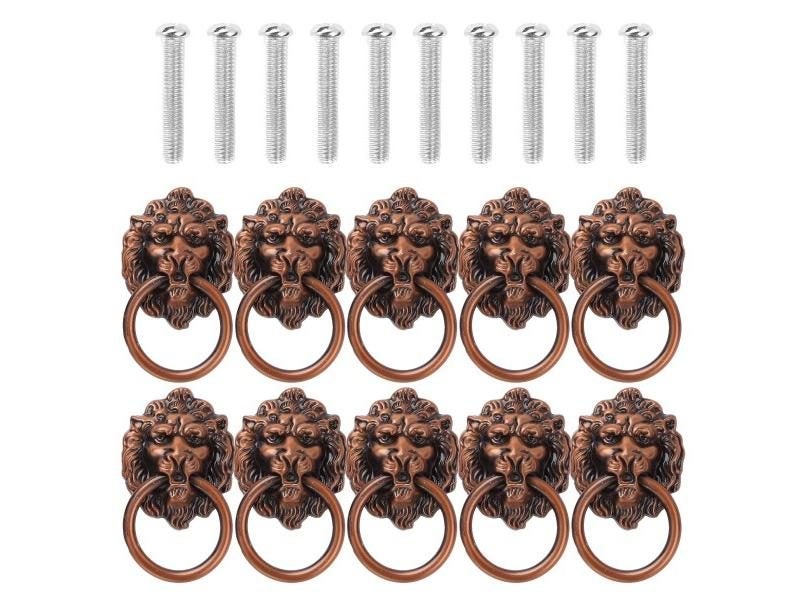 10Pcs Lion Head Zinc Alloy Door Knocker Hardware With Screws Carousel 1