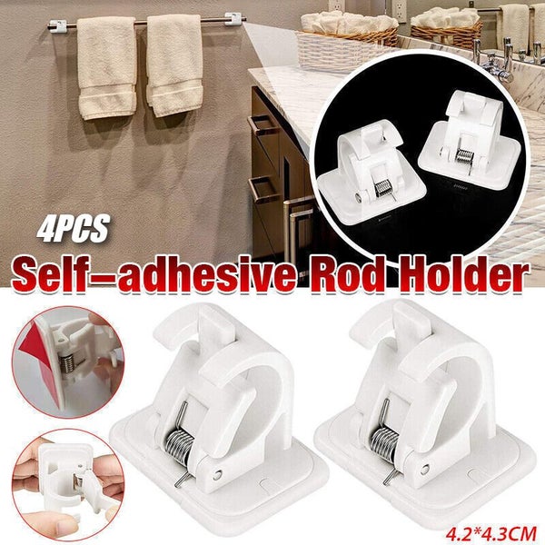 Nail-free Adjustable Curtain Pole Wall Bracket Self-adhesive Rod Holder 2-8pcs Carousel 1