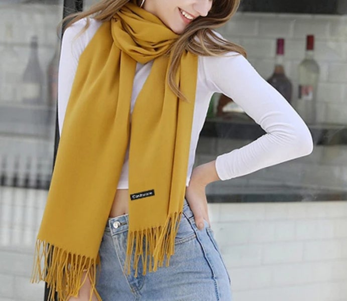 Warm Mustard Cashmere Pashmina 180 x 70 cms Carousel 1