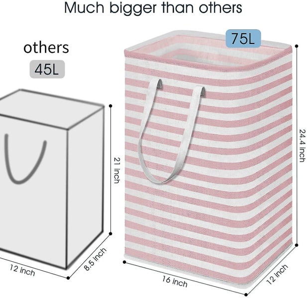 Laundry Hamper, 75l Large Collapsible Tall Laundry Basket With Handles, Water Re Carousel 2