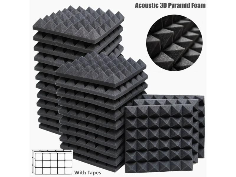 12 24 Pcs 30x30x5cm Sound Absorbing Studio Acoustic Foam Panels With Tapes Carousel 2