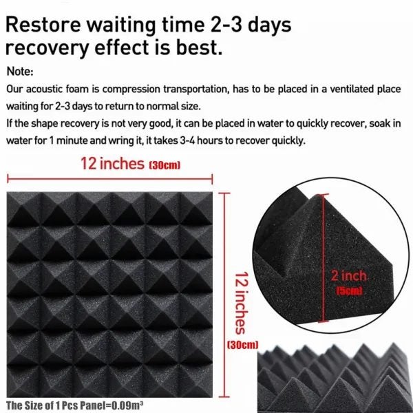 12 24 Pcs 30x30x5cm Sound Absorbing Studio Acoustic Foam Panels With Tapes Carousel 1