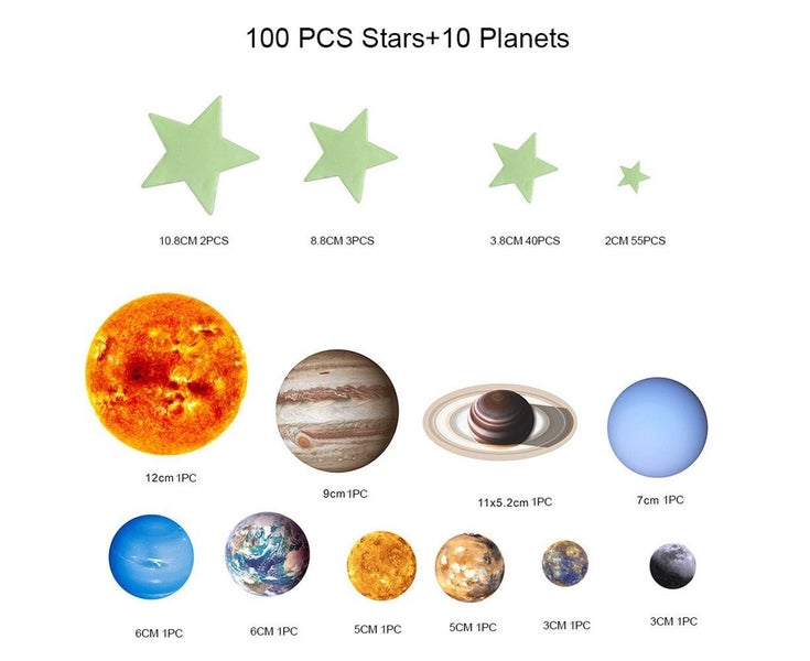 110 PCS Halloween Luminous Wall Stickers Fluorescent Solar System Stars Cei Carousel 2