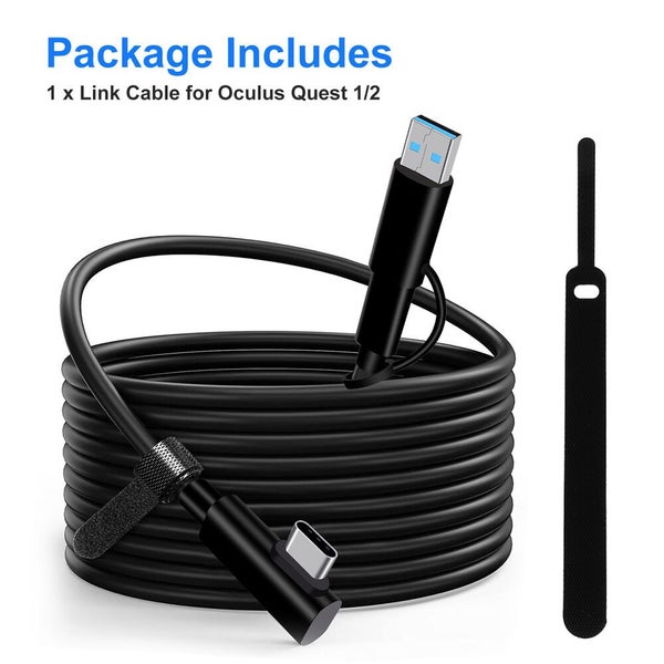 Link Cable 16FT Compatible for Oculus Quest 2/1 3.2 Gen 1 Right Angle USB A Carousel 7