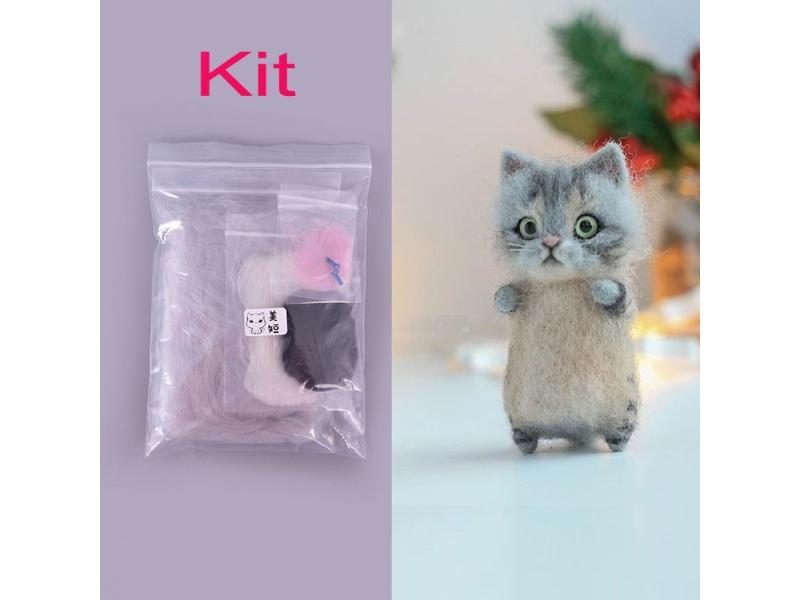 Kit Unfinish Fashion Siamese Hawksbail Tabby Civet Cat Kitty Wool Doll Women Carousel 1