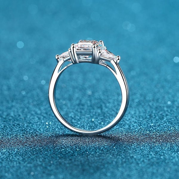 3 Stone 3ct Moissanite Engagement Ring Radiant Cut S925 Silver Platinum Plated62934723215619112