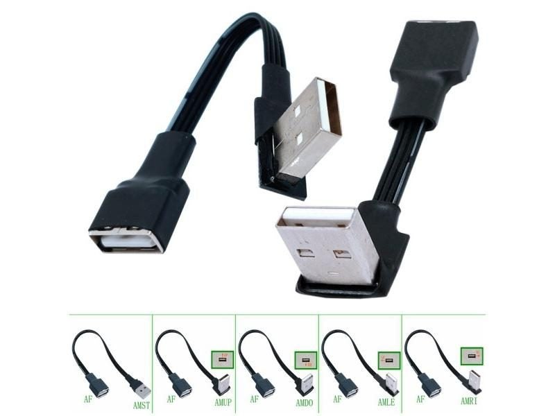 10cm 20cm USB 2.0 A Male To Female 90 Angled Extension Adaptor Cable USB2.0 Carousel 2