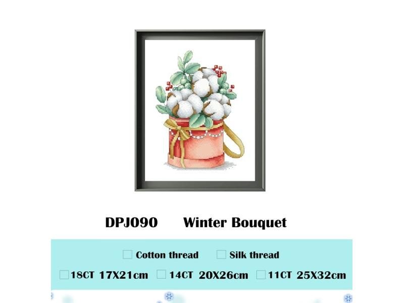Cotton Bouquet Cross Stitch Kit Flower Package Aida 18ct 14ct Unprint Canvas Carousel 1