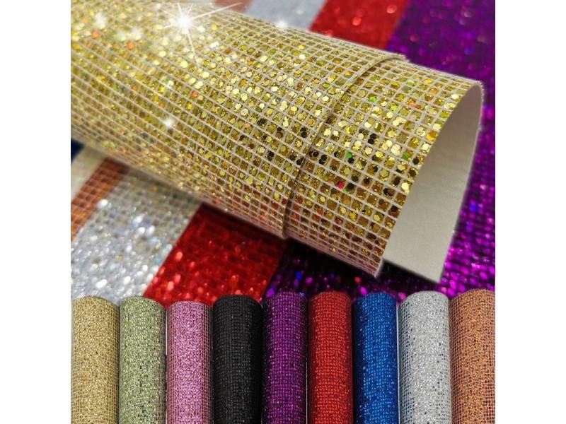 20cm*15cm Colorful Glitter Synthetic Leather Sequin Fabric Sheets For DIY Carousel 1