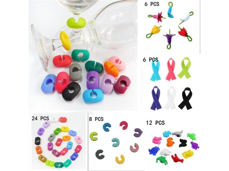 24Pcs Silicone Red Wine Glass Labels For Party Drinks Bar Carousel 2