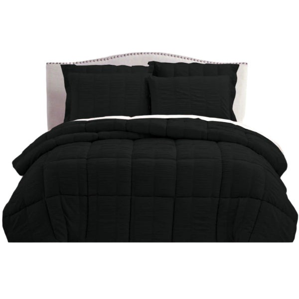 Hotel Living Seersucker Comforter Set Queen Black Comforter Sets Queen Carousel 1