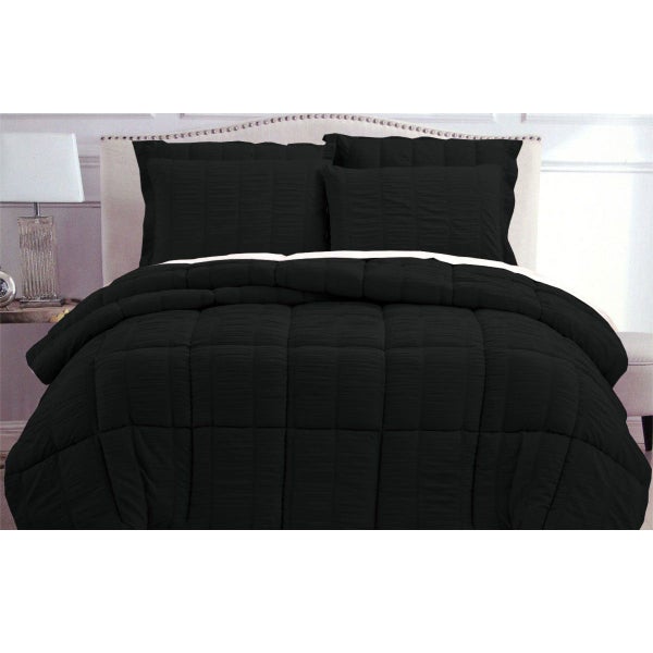 Hotel Living Seersucker Comforter Set Queen Black Comforter Sets Queen Carousel 2
