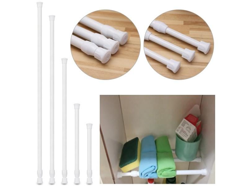 Multi Purpose Curtain Wardrobe Telescopic Rod Net Voile Tension Rail Pole Carousel 2