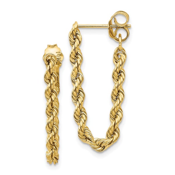 14K Yellow Gold Rope Chain Drop Earrings, 28mm Length, Twisted Design Carousel 1