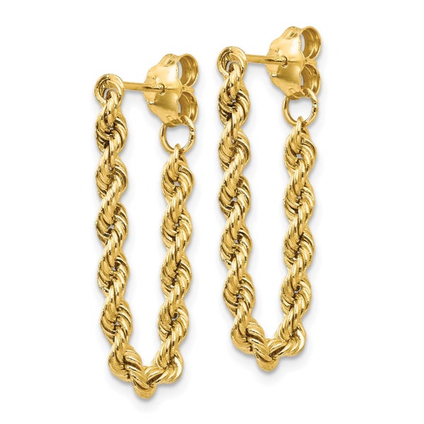 14K Yellow Gold Rope Chain Drop Earrings, 28mm Length, Twisted Design Carousel 2