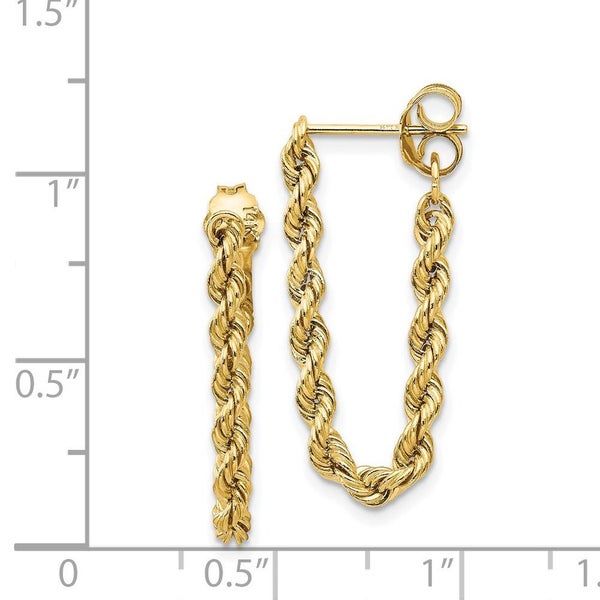 14K Yellow Gold Rope Chain Drop Earrings, 28mm Length, Twisted Design Carousel 4