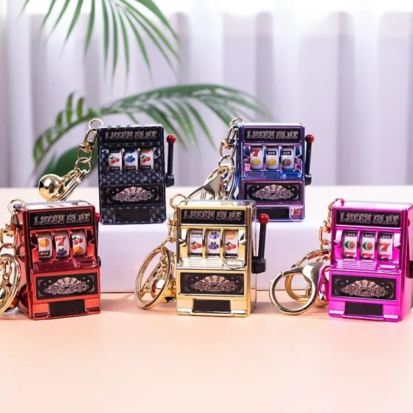 1pc Lucky Jackpot Mini Fruit Slot Machine Arcade Birthday Keychain Gift Carousel 2