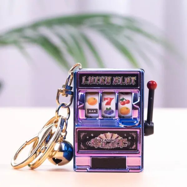 1pc Lucky Jackpot Mini Fruit Slot Machine Arcade Birthday Keychain Gift Carousel 1