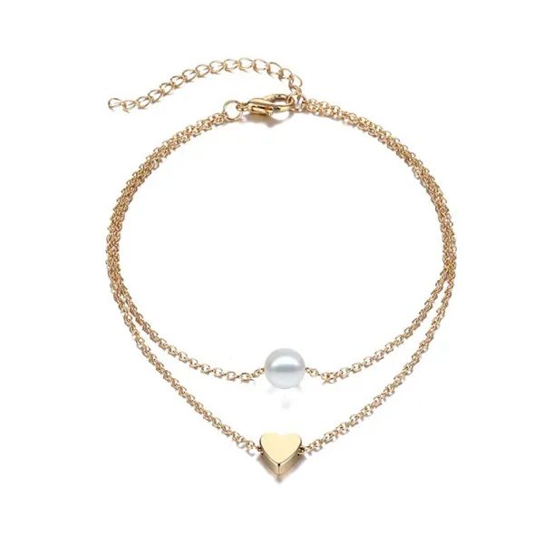 SUMENG New Fashion Simple Multilayer Heart Anklets For Women Leg Chain Gifts Carousel 1