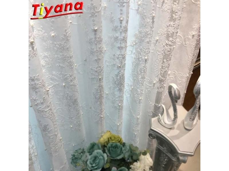 White Curtains With Pearl Nordic Geometric Beading For Living Room X HM005D#WS Carousel 2