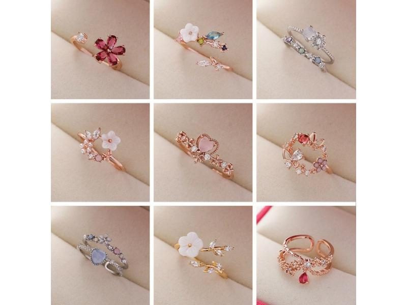 Korea New Exquisite Crystal Flower Ring For Female Jewelry Carousel 2
