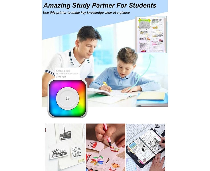 Mini Thermal Printer Multifunction Portable Sticker Maker with RGB Light In Carousel 8