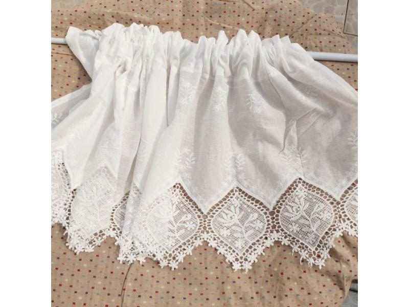 White Cotton Embroidered Cabinet Curtain For Shade. Decorate Half Coffee Carousel 1