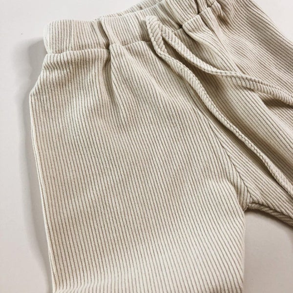 Little Clothing Co. Oatmeal Corduroy Track Pants - Size 7 Carousel 1
