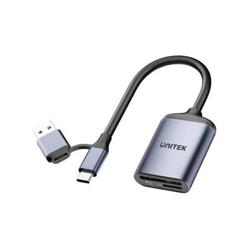Unitek R1018E01 2-in-1 USB-C/A SD4.0 Card Reader. Simultaneously Reads/Writes Carousel 1