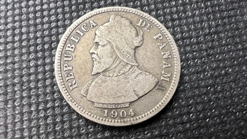 1904 Republican De Panama Diez Centesimos De Balboa Silver Coin - Lot E101 Carousel 1