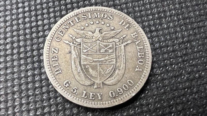 1904 Republican De Panama Diez Centesimos De Balboa Silver Coin - Lot E101 Carousel 2