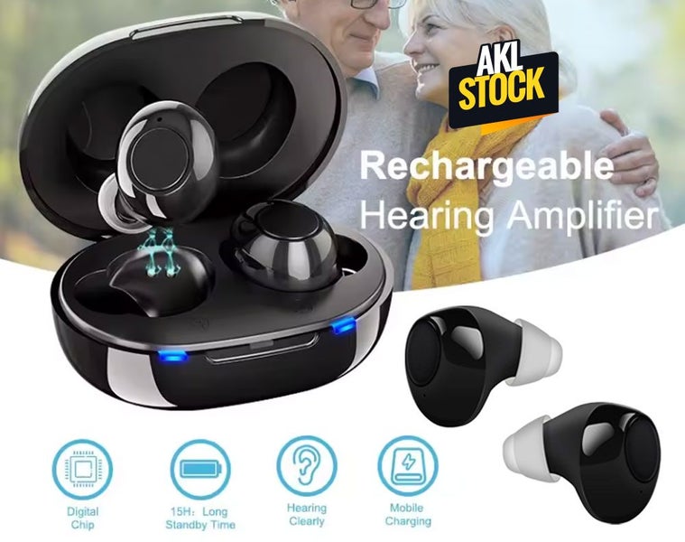 Rechargeable Touch Control Noise Reduction Hearing Aids with Battery - Brand New Carousel 1